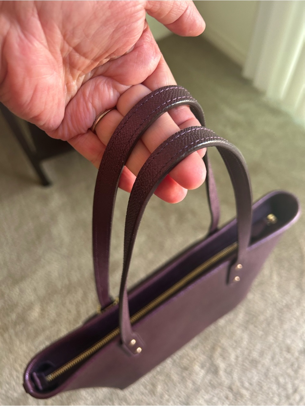 Coach Shimmery Purple Station Tote, gold hardware, original hang tag! - Picture 6 of 8